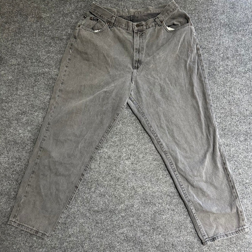Lee Jeans Mens Size 32 Gray Relaxed Fit Tapered Leg Faded Denim Casual Pants